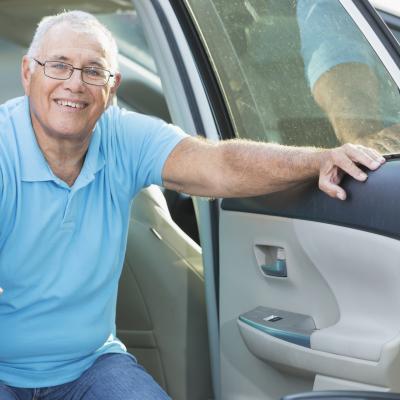 Client getting out of car